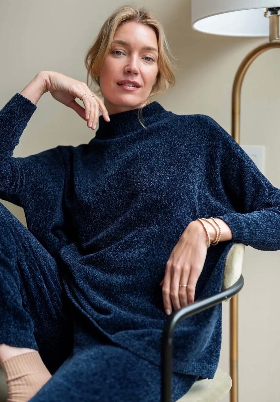 MERSEA Catalina Eversoft Chenille Sweater | Navy | Size Petite P One Size